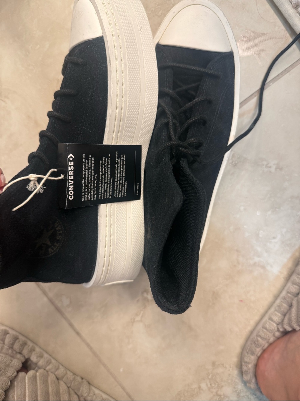 Converse Black Canvas High-Top Sneakers with White Toe